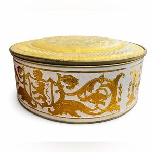 Elegant Gold and White Decorative Tin